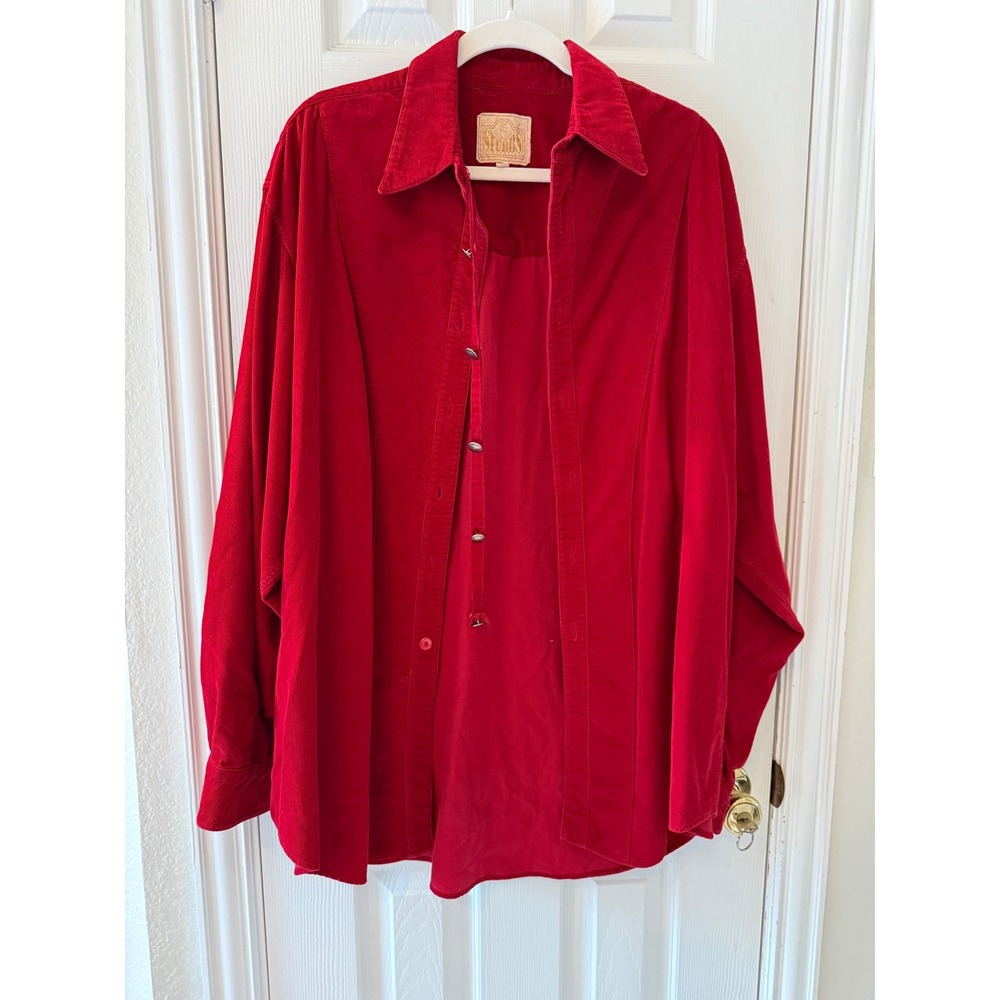 Vintage Stubbs Texas Made Red‎ Corduroy Western Shirt Jacket XL